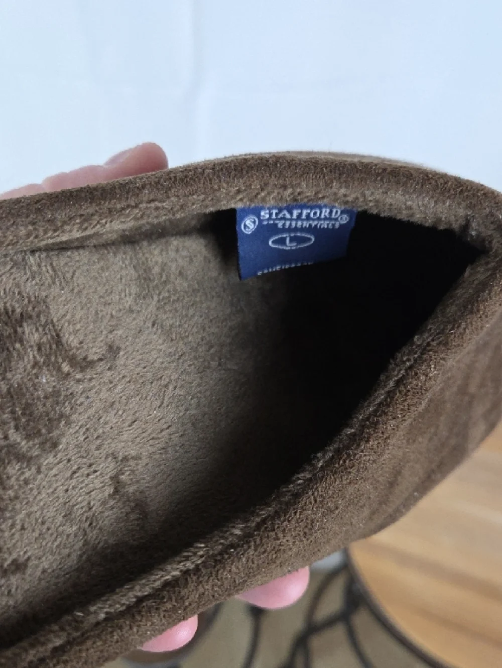 Stafford Men's Brown Suede-Look Slip-On Slippers